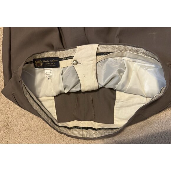Lanificio D' Adorno Super 110 Wool Dress Pants 40 x 30 Brown Classic Cuffed - Picture 9 of 9